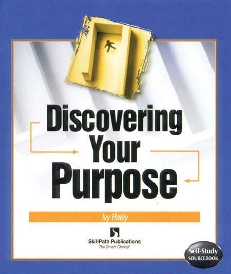 Image of a book cover with the title Discovering Your Purpose. There is a drawing of a person in a bo at the top of the cover.
