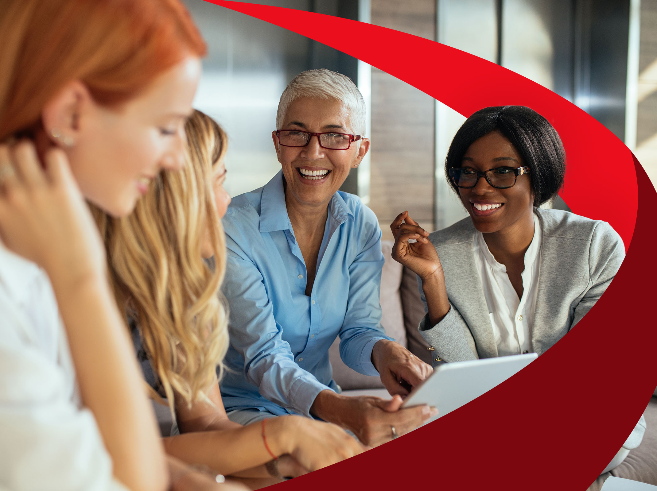 Group of business professionals using teambuilding skills