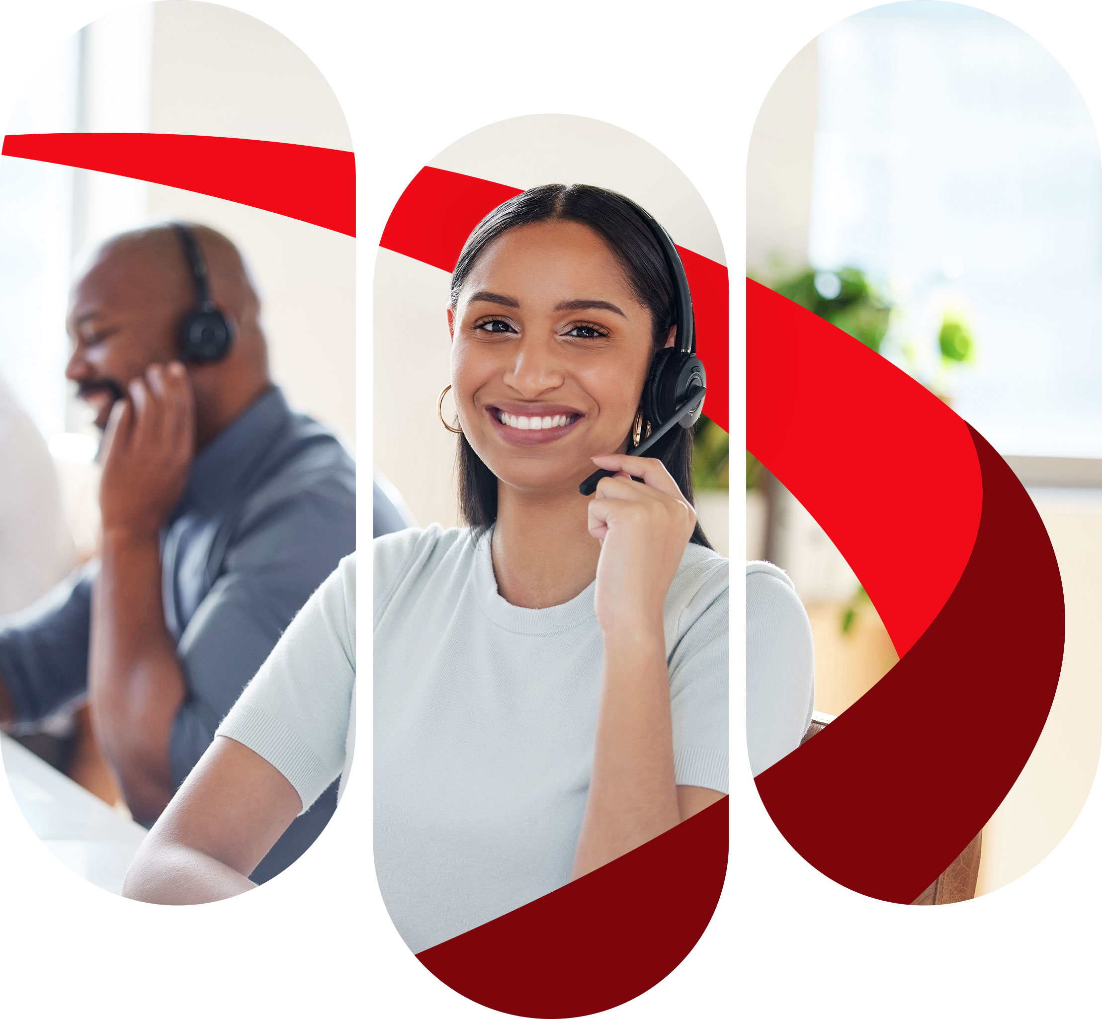 A smiling customer service representative