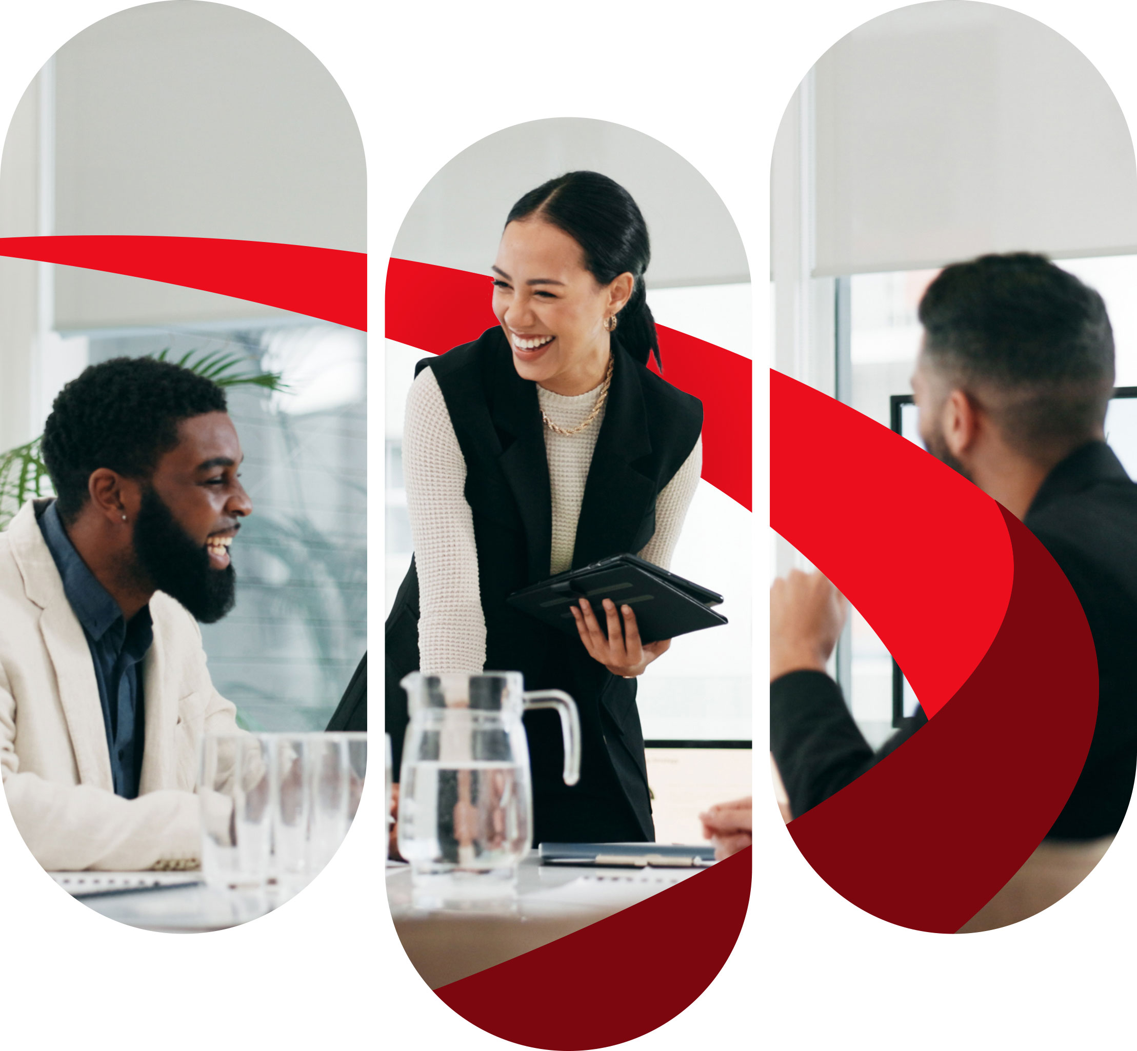 A group of businesspeople training on-site