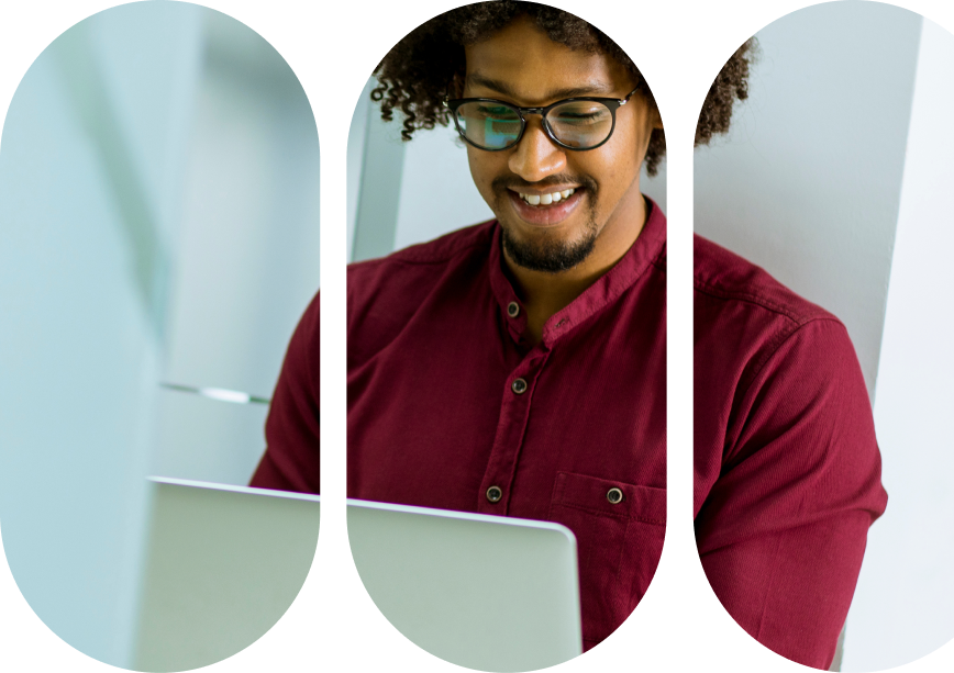 Man entering personal information on a laptop
