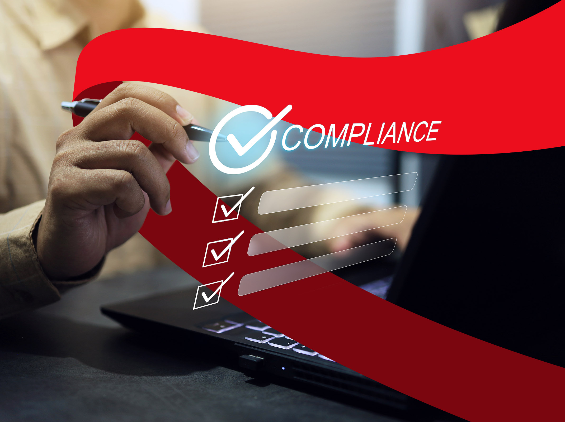 Laptop with compliance checklist graphic, representing common HR compliance mistakes to avoid.