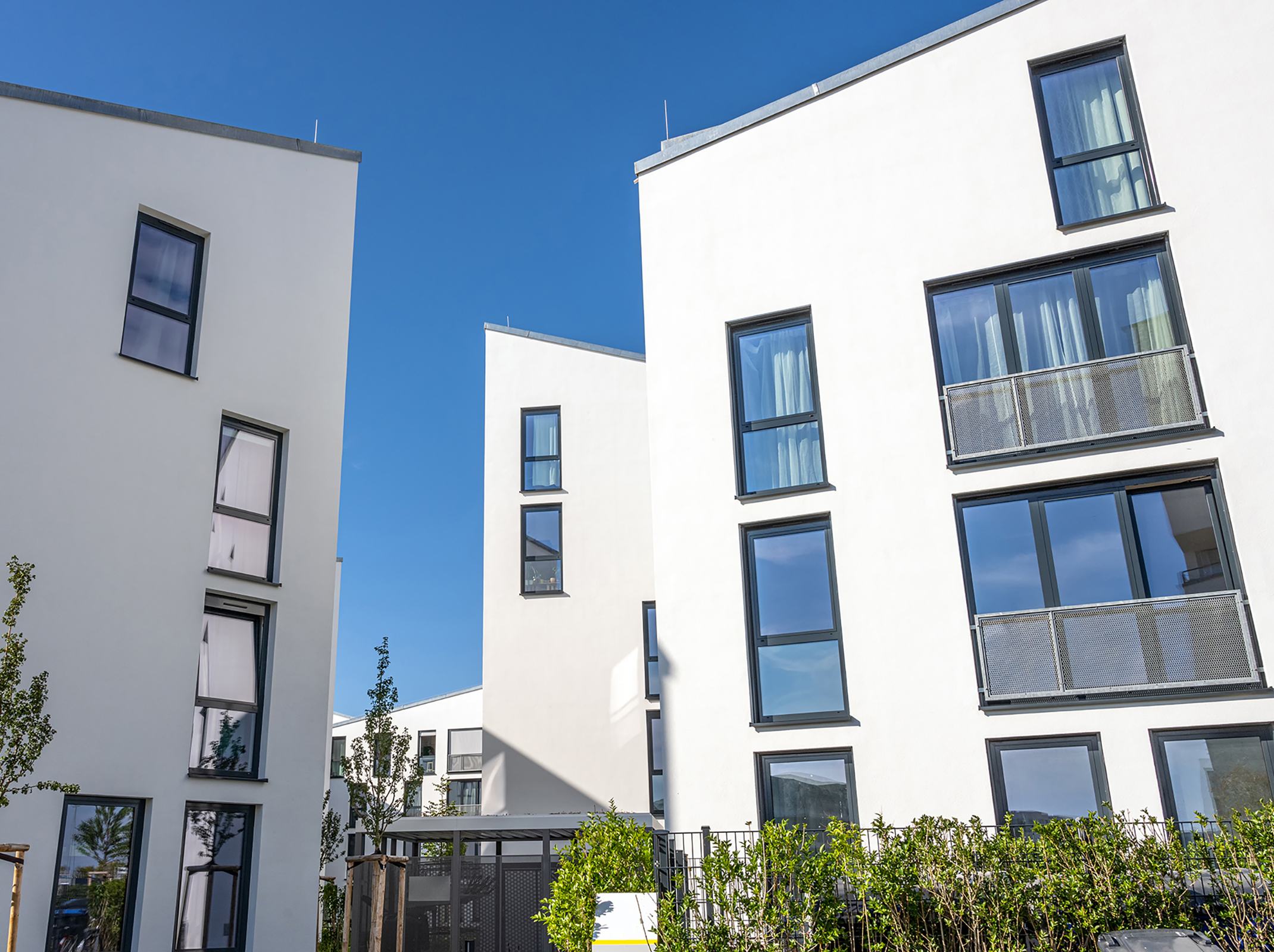 Exterior of modern residential apartment buildings